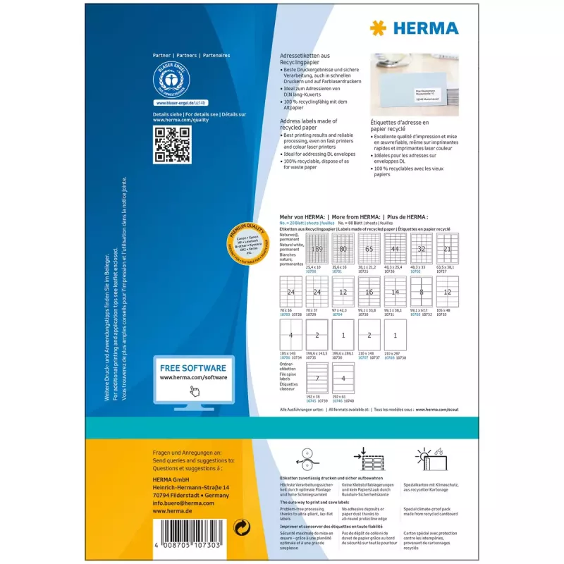 HERMA 10730 etiquetas autoadesivas para impressora, brancas
