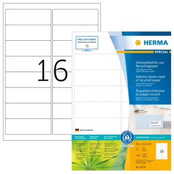 Etiquetas de Impressora Autocolantes HERMA 10730 Branco 9,91x3,38 cm 1280 etiquetas