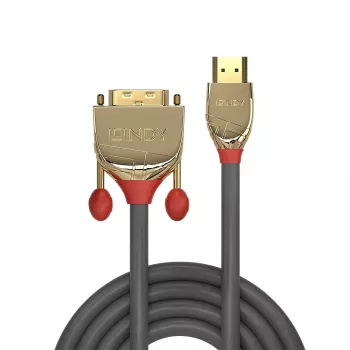 Cabo Lindy 15m HDMI para DVI-D, Gold Line, 15 m, HDMI Type-A (Standard), DVI-D, macho, macho, 1920 x 1200 píxeis