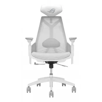 Cadeira gaming Asus ROG Destrier Ergo Core White — assento em mesh, carga máxima 136 kg, largura 720 mm, profundidade 840 mm, altura 129–137,5 cm