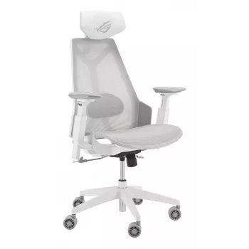 Cadeira gaming Asus ROG Destrier Ergo Core White — assento em mesh, carga máxima 136 kg, largura 720 mm, profundidade 840 mm, altura 129–137,5 cm