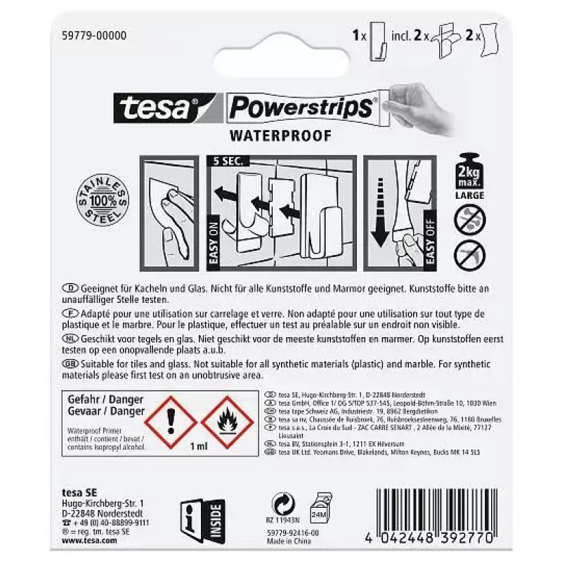 Gancho para toalhas TESA 59779-00000 Indoor aço inoxidável