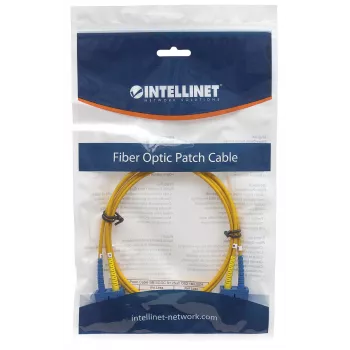 Cabo de rede de fibra ótica patch Intellinet, OS2, SC/SC, 1 m, amarelo, duplex, monomodo, 9/125 µm, LSZH, fibra, garantia vitalícia