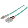 Cabo de rede de fibra ótica patch Intellinet, OM3, LC/SC, 2 m, aqua, duplex, multimodo, 50/125 µm, LSZH, fibra ótica, garantia vitalícia