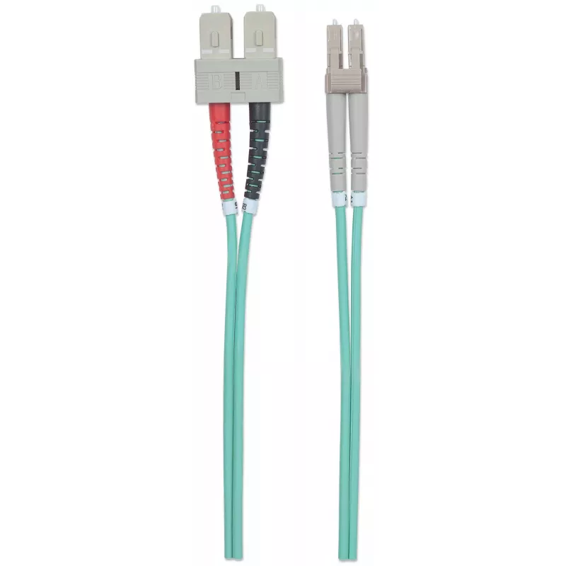 Cabo patch de fibra ótica Intellinet, OM3, LC/SC, 1 m, água, duplex, multimodo, 50/125 µm, LSZH, fibra ótica, garantia vitalícia