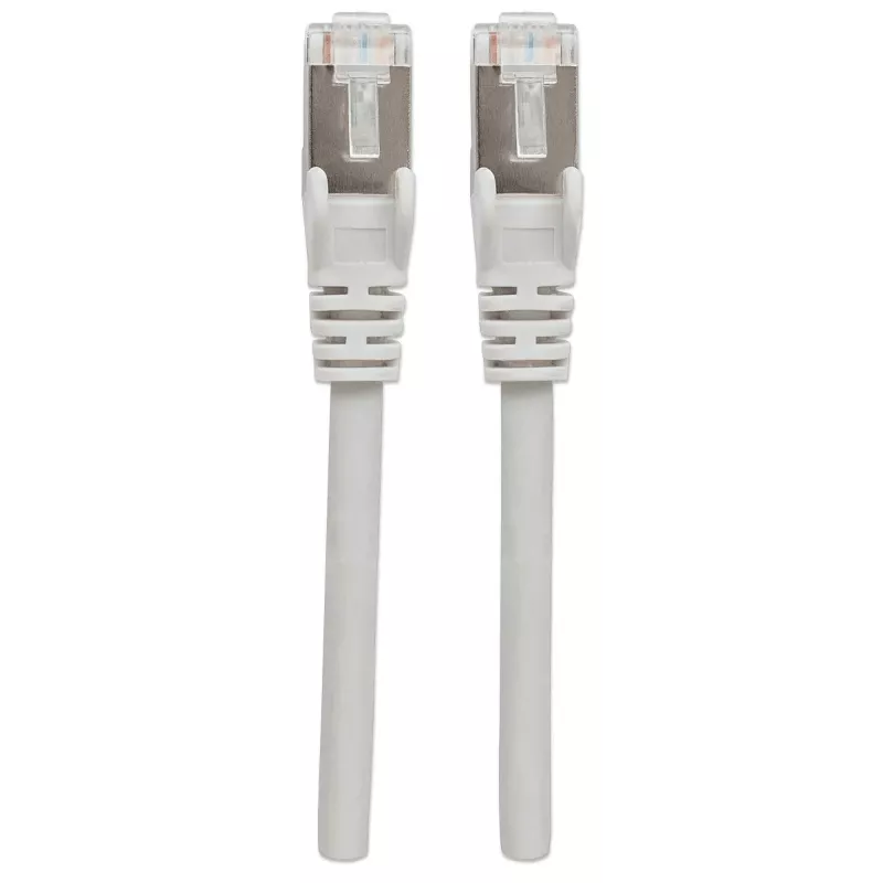 Cabo de rede patch Intellinet, cabo Cat7/fichas Cat6A, 20 m, cinzento, cobre, S/FTP, LSOH/LSZH, PVC, RJ45, contactos banhados a ouro, proteção da patilha, com bainha, garantia vitalícia