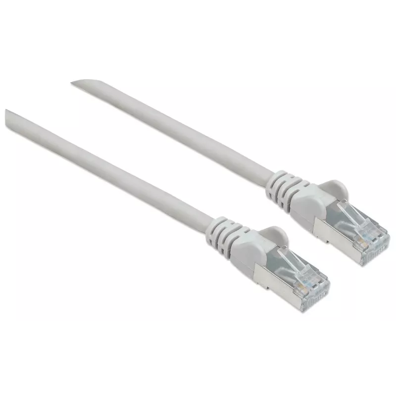 Cabo de rede patch Intellinet, cabo Cat7/fichas Cat6A, 20 m, cinzento, cobre, S/FTP, LSOH/LSZH, PVC, RJ45, contactos banhados a ouro, proteção da patilha, com bainha, garantia vitalícia