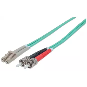 Cabo patch de fibra ótica Intellinet, OM3, ST/LC, 2 m, água, duplex, multimodo, 50/125 µm, LSZH, fibra ótica, garantia vitalícia