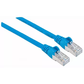 Cabo de rede patch Intellinet, cabo Cat7/fichas Cat6A, 1,5 m, azul, cobre, S/FTP, LSOH/LSZH, PVC, RJ45, contactos banhados a ouro, sem patilha, moldado, garantia vitalícia