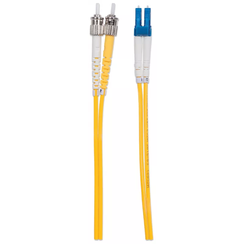 Cabo patch de fibra ótica Intellinet, OS2, LC/ST, 2 m, amarelo, duplex, monomodo, 9/125 µm, LSZH, fibra, garantia vitalícia
