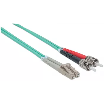 Cabo patch de fibra ótica Intellinet, OM3, ST/LC, 5 m, água, duplex, multimodo, 50/125 µm, LSZH, fibra, garantia vitalícia