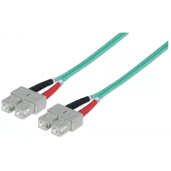 Cabo patch de fibra ótica Intellinet, OM3, SC/SC, 2 m, água, duplex, multimodo, 50/125 µm, LSZH, fibra ótica, garantia vitalícia
