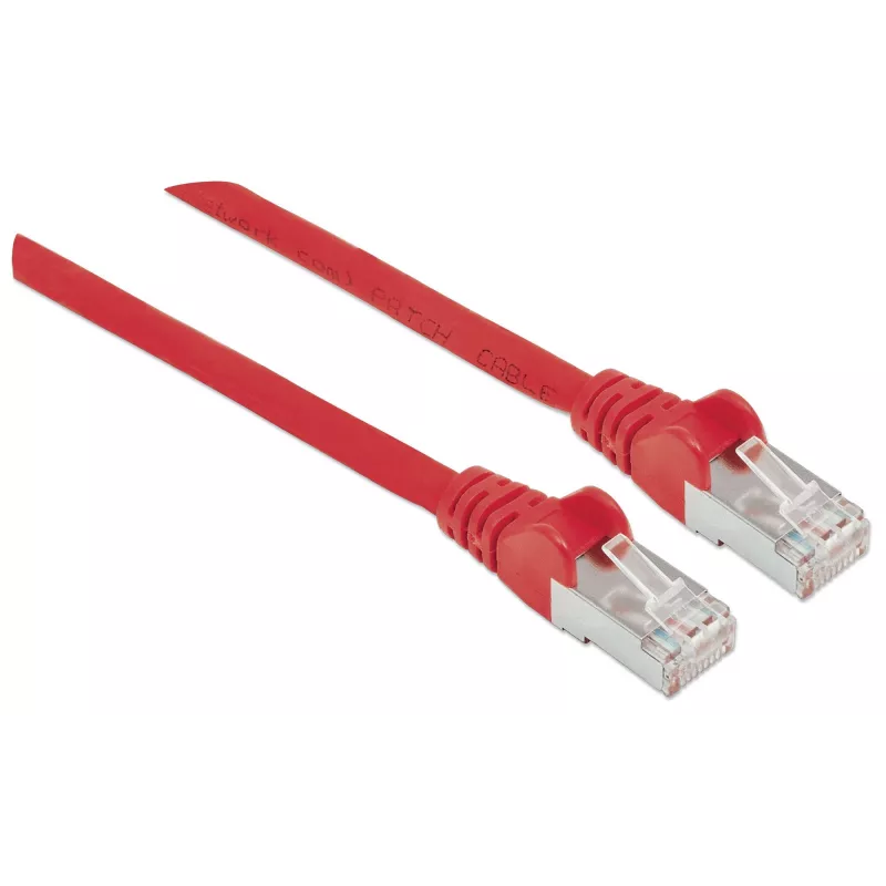 Cabo de rede patch Intellinet, Cat6, 2 m, vermelho, cobre, S/FTP, LSOH/LSZH, PVC, RJ45, contactos banhados a ouro, proteção da patilha, proteção contra dobras, garantia vitalícia