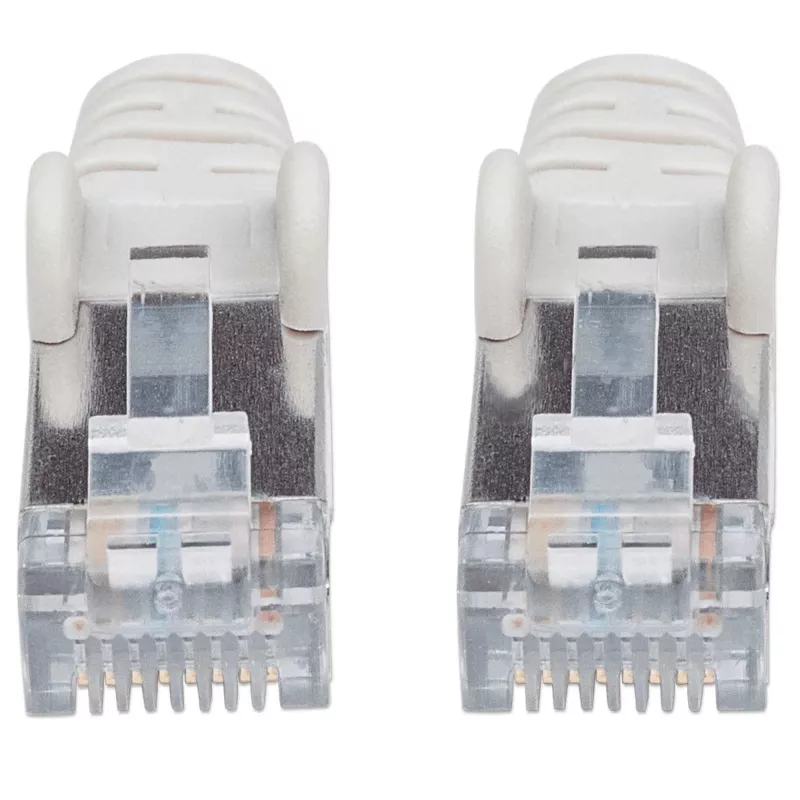 Cabo de rede patch Intellinet, cabo Cat7/fichas Cat6A, 1,5 m, cinzento, cobre, S/FTP, LSOH/LSZH, PVC, RJ45, contactos banhados a ouro, proteção contra dobras, com bainha, garantia vitalícia