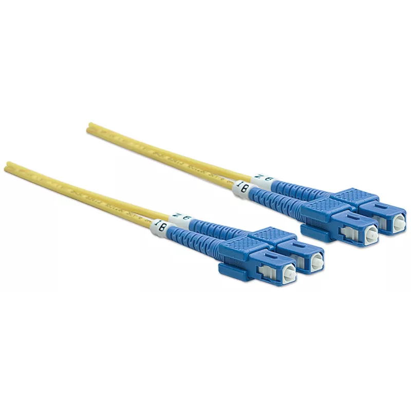 Cabo de patch de fibra ótica Intellinet, OS2, SC/SC, 5 m, amarelo, duplex, monomodo, 9/125 µm, LSZH, fibra ótica, garantia vitalícia