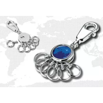 Porta-chaves TROIKA AROUND THE WORLD azul prateado metal 25x90x9mm
