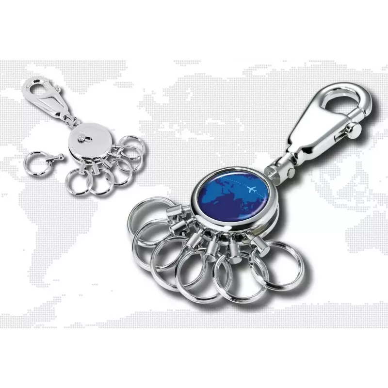Porta-chaves TROIKA AROUND THE WORLD azul prateado metal 25x90x9mm