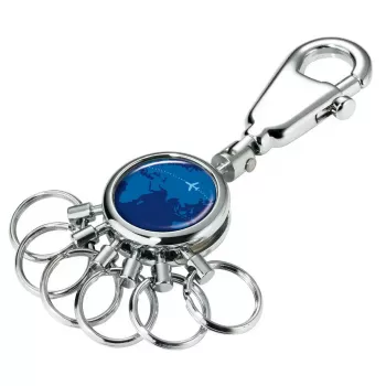 Porta-chaves TROIKA AROUND THE WORLD azul prateado metal 25x90x9mm