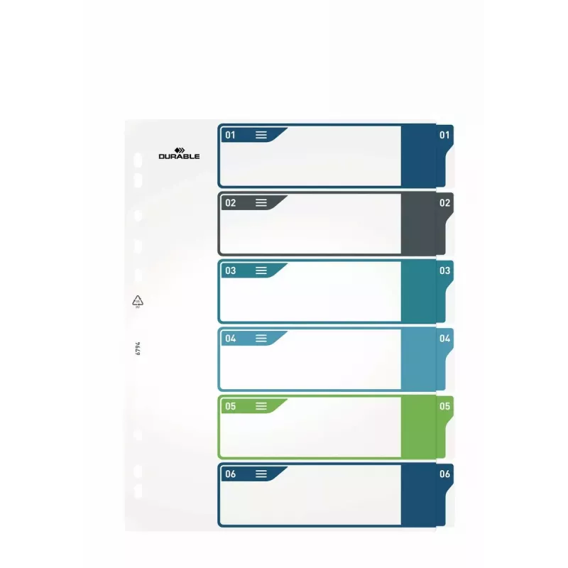 Índice com separadores em branco Durable 679427 polipropileno multicolorido 30,5x24,5 cm