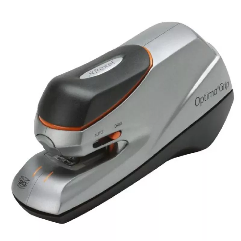 Rapid Optima GripE 2102349 agrafador elétrico, 20 folhas, profundidade de inserção 26 mm, ABS/metal, branco/cinzento/azul