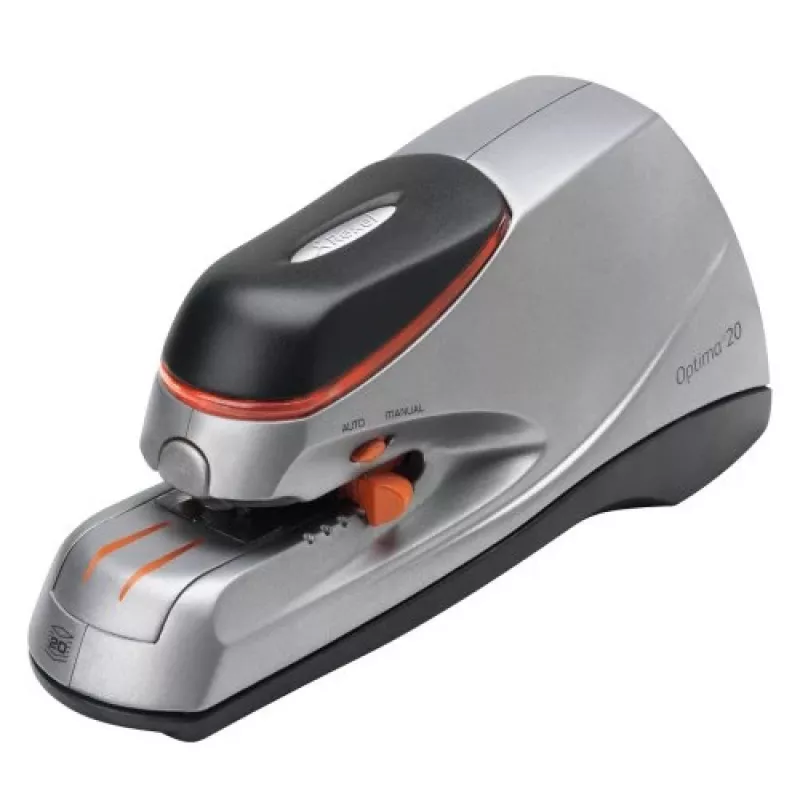 Rexel Optima 20 agrafador elétrico, 20 folhas, profundidade de inserção 42 mm, ABS/metal, branco/cinzento/azul