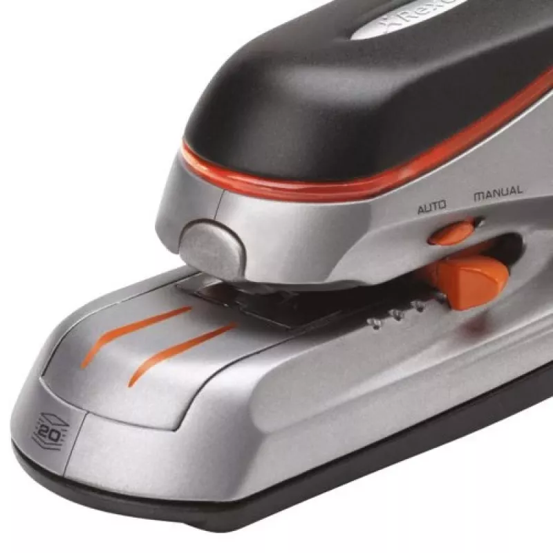 Rexel Optima 20 agrafador elétrico, 20 folhas, profundidade de inserção 42 mm, ABS/metal, branco/cinzento/azul