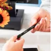 Caneta de gel recarregável Sharpie S-Gel preta – corpo branco, ponta média 0,7 mm, clip, ambidestra