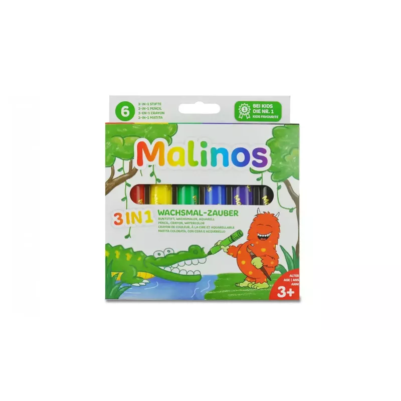 Lápis de cera Malinos 301036 6 unid. multicolorido preto azul verde vermelho violeta amarelo