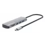 Dock/hub USB-C Manhattan com leitor de cartões, ligações (x7): Ethernet, HDMI, USB-A (x3) e USB-C (x2), com Power Delivery (PD) 100 W – requer carregador USB-C externo (não incluído). Alimentado por USB (não requer fonte de alimentação externa) quando o PD não é utilizado.