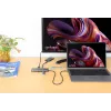 Dock/hub USB-C Manhattan com leitor de cartões, ligações (x7): Ethernet, HDMI, USB-A (x3) e USB-C (x2), com Power Delivery (PD) 100 W – requer carregador USB-C externo (não incluído). Alimentado por USB (não requer fonte de alimentação externa) quando o PD não é utilizado.