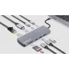 Dock/hub USB-C Manhattan com leitor de cartões, ligações (x7): Ethernet, HDMI, USB-A (x3) e USB-C (x2), com Power Delivery (PD) 100 W – requer carregador USB-C externo (não incluído). Alimentado por USB (não requer fonte de alimentação externa) quando o PD não é utilizado.