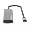 Dock/hub USB-C Manhattan com leitor de cartões, ligações (x7): Ethernet, HDMI, USB-A (x3) e USB-C (x2), com Power Delivery (PD) 100 W – requer carregador USB-C externo (não incluído). Alimentado por USB (não requer fonte de alimentação externa) quando o PD não é utilizado.