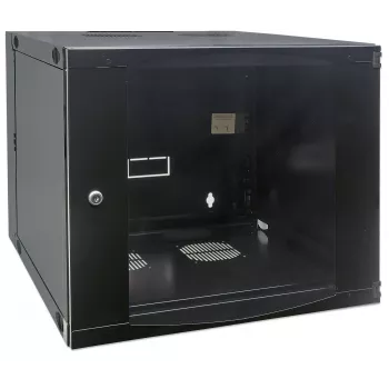 Armário de rede Intellinet 19 polegadas – montagem na parede (estrutura oscilante em duas partes), 6 U, 450 mm de profundidade, preto, embalagem plana, máx. 30 kg, oscila para acesso à parte traseira do armário quando montado na parede, rack, profundidade útil 235 mm, peças para montagem na parede não incluídas