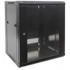 Armário de rede Intellinet 19 inch – montagem na parede (standard), 15HE, 600 mm de profundidade, preto, desmontado, máx. 60 kg, porta de metal e vidro, painel traseiro, laterais removíveis, também adequado para colocação em mesa ou no chão, profundidade útil 410 mm, peças para montagem na parede não incluídas
