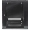Armário de rede Intellinet 19 inch – montagem na parede (standard), 15HE, 600 mm de profundidade, preto, desmontado, máx. 60 kg, porta de metal e vidro, painel traseiro, laterais removíveis, também adequado para colocação em mesa ou no chão, profundidade útil 410 mm, peças para montagem na parede não incluídas