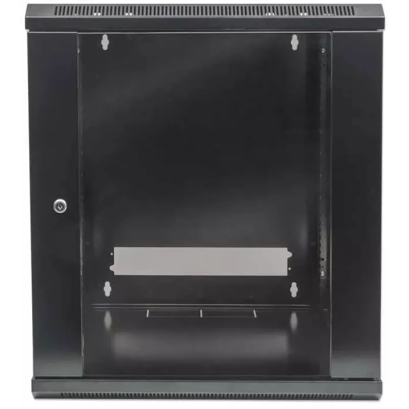 Armário de rede Intellinet 19 inch – montagem na parede (standard), 15HE, 600 mm de profundidade, preto, desmontado, máx. 60 kg, porta de metal e vidro, painel traseiro, laterais removíveis, também adequado para colocação em mesa ou no chão, profundidade útil 410 mm, peças para montagem na parede não incluídas