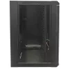 Armário de rede Intellinet 19 inch – montagem na parede (standard), 15HE, 600 mm de profundidade, preto, desmontado, máx. 60 kg, porta de metal e vidro, painel traseiro, laterais removíveis, também adequado para colocação em mesa ou no chão, profundidade útil 410 mm, peças para montagem na parede não incluídas