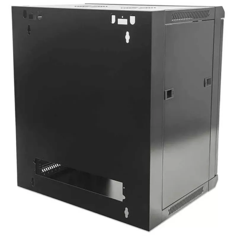 Armário de rede Intellinet 19 inch – montagem na parede (standard), 15HE, 600 mm de profundidade, preto, desmontado, máx. 60 kg, porta de metal e vidro, painel traseiro, laterais removíveis, também adequado para colocação em mesa ou no chão, profundidade útil 410 mm, peças para montagem na parede não incluídas