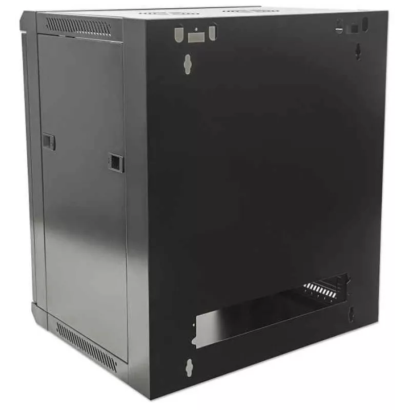 Armário de rede Intellinet 19 inch – montagem na parede (standard), 15HE, 600 mm de profundidade, preto, desmontado, máx. 60 kg, porta de metal e vidro, painel traseiro, laterais removíveis, também adequado para colocação em mesa ou no chão, profundidade útil 410 mm, peças para montagem na parede não incluídas