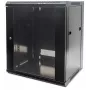 Armário de rede Intellinet 19 polegadas - montagem na parede (standard), 15U, 450mm de profundidade, preto, embalagem plana, máx. 60kg, porta de metal e vidro, painel traseiro, laterais removíveis, também adequado para utilização em secretária ou chão, profundidade útil 260mm a 350mm, T
