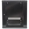 Armário de rede Intellinet 19 polegadas - montagem na parede (standard), 15U, 450mm de profundidade, preto, embalagem plana, máx. 60kg, porta de metal e vidro, painel traseiro, laterais removíveis, também adequado para utilização em secretária ou chão, profundidade útil 260mm a 350mm, T