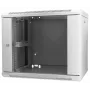 Armário de rede Intellinet 19 polegadas – montagem na parede (standard), 9U, 600 mm de profundidade, cinzento, montado, máx. 60 kg, também adequado para colocação em mesa ou chão, profundidade útil 500 mm, porta de metal e vidro, painel traseiro, laterais removíveis, peças para montagem na parede (por exemplo, parafusos/buchas) não incluídas