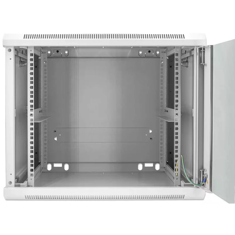 Armário de rede Intellinet 19 polegadas – montagem na parede (standard), 9U, 600 mm de profundidade, cinzento, montado, máx. 60 kg, também adequado para colocação em mesa ou chão, profundidade útil 500 mm, porta de metal e vidro, painel traseiro, laterais removíveis, peças para montagem na parede (por exemplo, parafusos/buchas) não incluídas