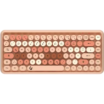 Teclado KeySonic KSKM-5200M-RF (DE) com rato incluído escritório RF sem fios QWERTZ alemão bege, castanho, rosa