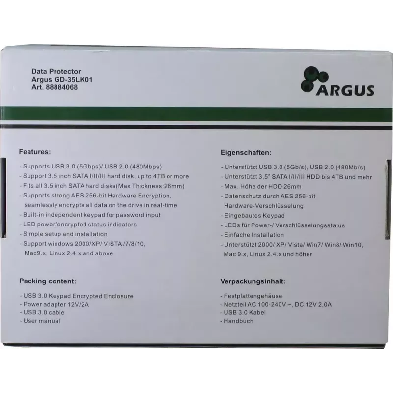 Caixa para HDD Inter-Tech Argus GD-35LK01 preta 3,5 polegadas