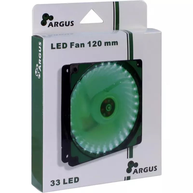 Ventoinha Inter-Tech L-12025 Ventoinha para caixa de computador 12 cm preta verde