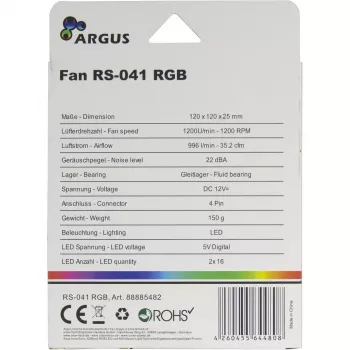 Ventoinha Inter-Tech RS-041 RGB 12 cm preta