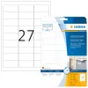 Etiquetas jato de tinta HERMA A4 63,5x29,6 mm película branca mate resistente às intempéries 270 unid.
