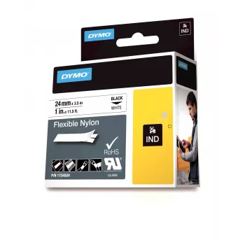 DYMO IND Nylon flexível, preto sobre branco, multicolor, nylon, -10 - 80 °C, UL 969, DYMO