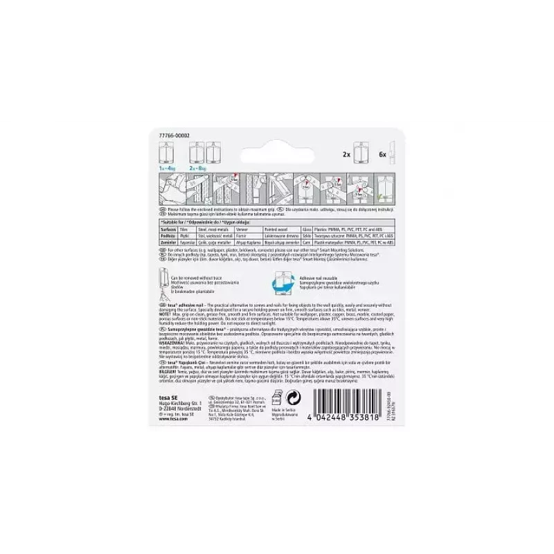 Crochet universal TESA 77766 interior branco 2 unid.